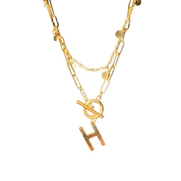 Adornia 14k Plated Confetti & Paper Clip Toggle Necklace - Picture 2 of 4